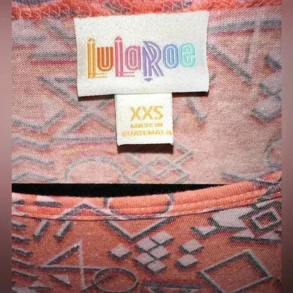 Lularoe Peach & Grey XXS Irma tunic top. Aztec pattern, soft cotton blend..faded - Picture 6 of 7